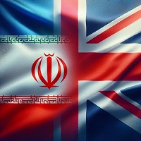 Iran and UK flags side by side